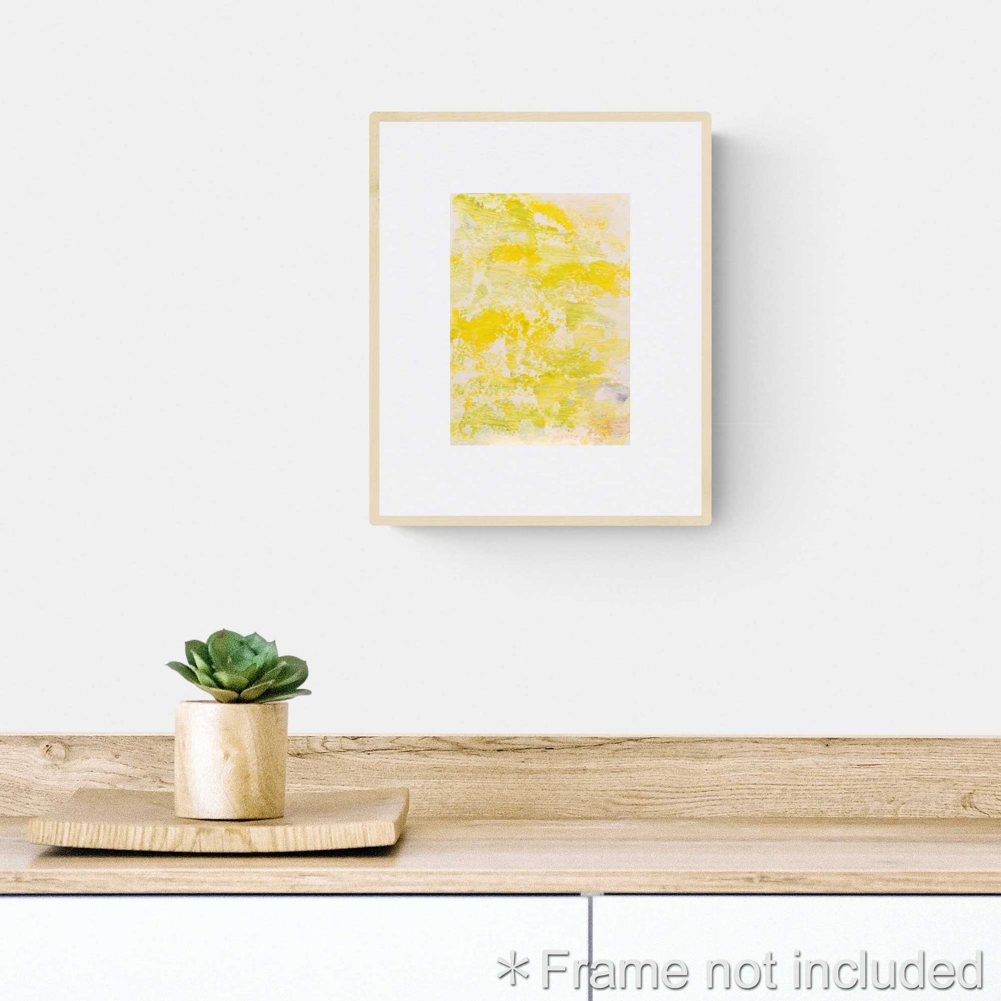 ENP-NB-096 "New Beginning" #96 (7x5) Wood frame original acrylic abstract painting by Chizu Omori Art