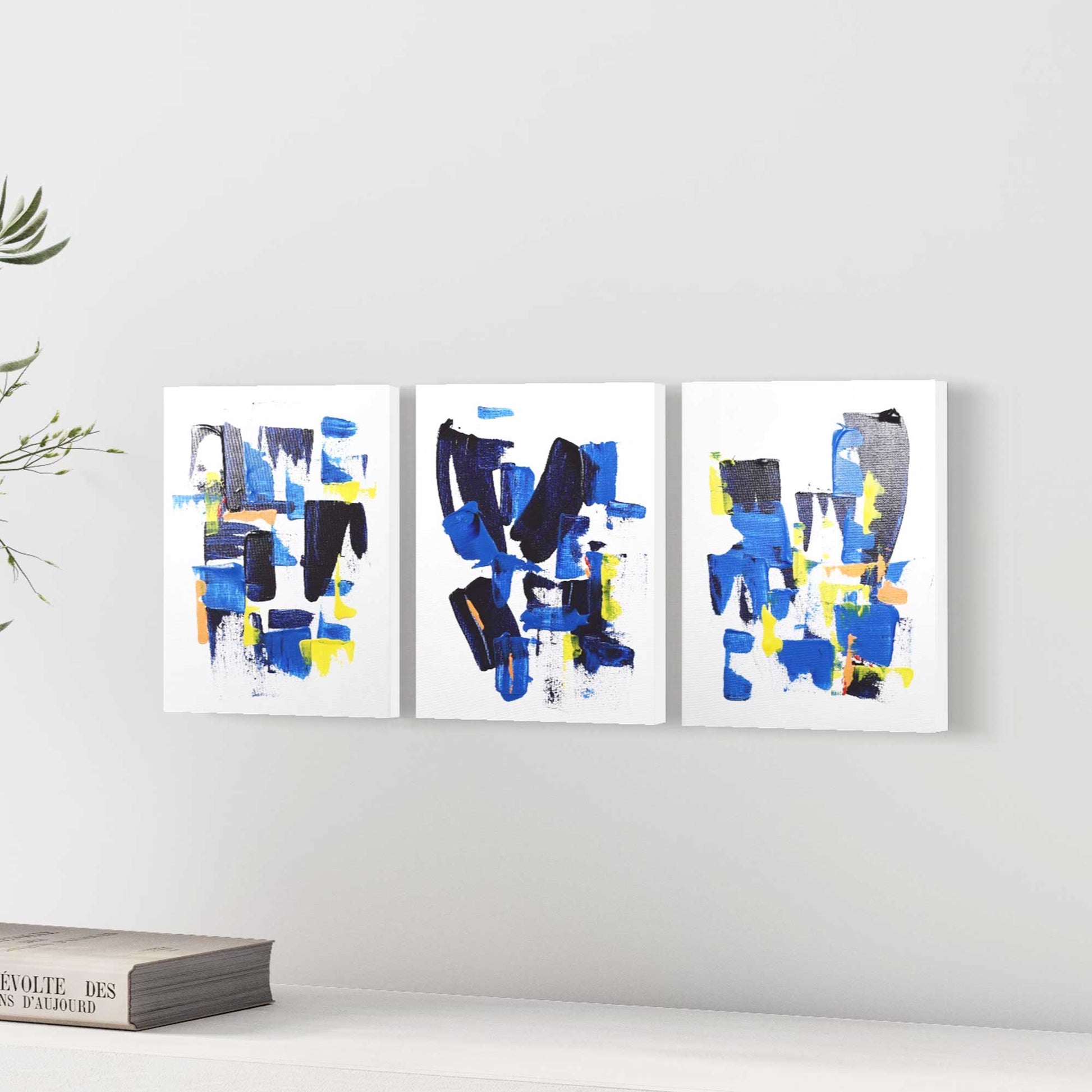 ACC-LP-001 "Leap" #1 (10x24 side-view triptych) original acrylic abstract painting by Chizu Omori Art