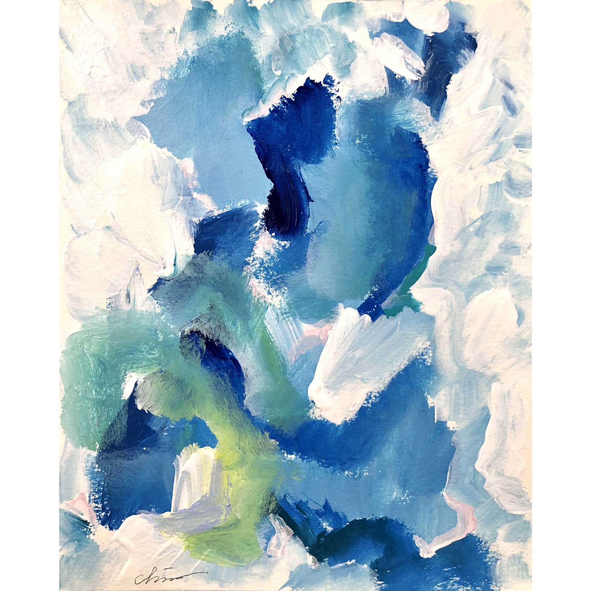 ACP-BD-001 "Blue Dance" #1 (10x8) Original acrylic abstract painting by Chizu Omori Art