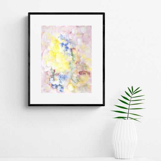 ACP-BL-010 "Bloom" #10 (12x9) Black Frame original acrylic abstract painting by Chizu Omori Art