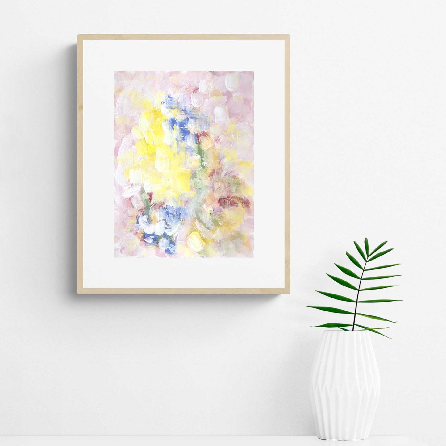 ACP-BL-010 "Bloom" #10 (12x9) Wood Frame original acrylic abstract painting by Chizu Omori Art