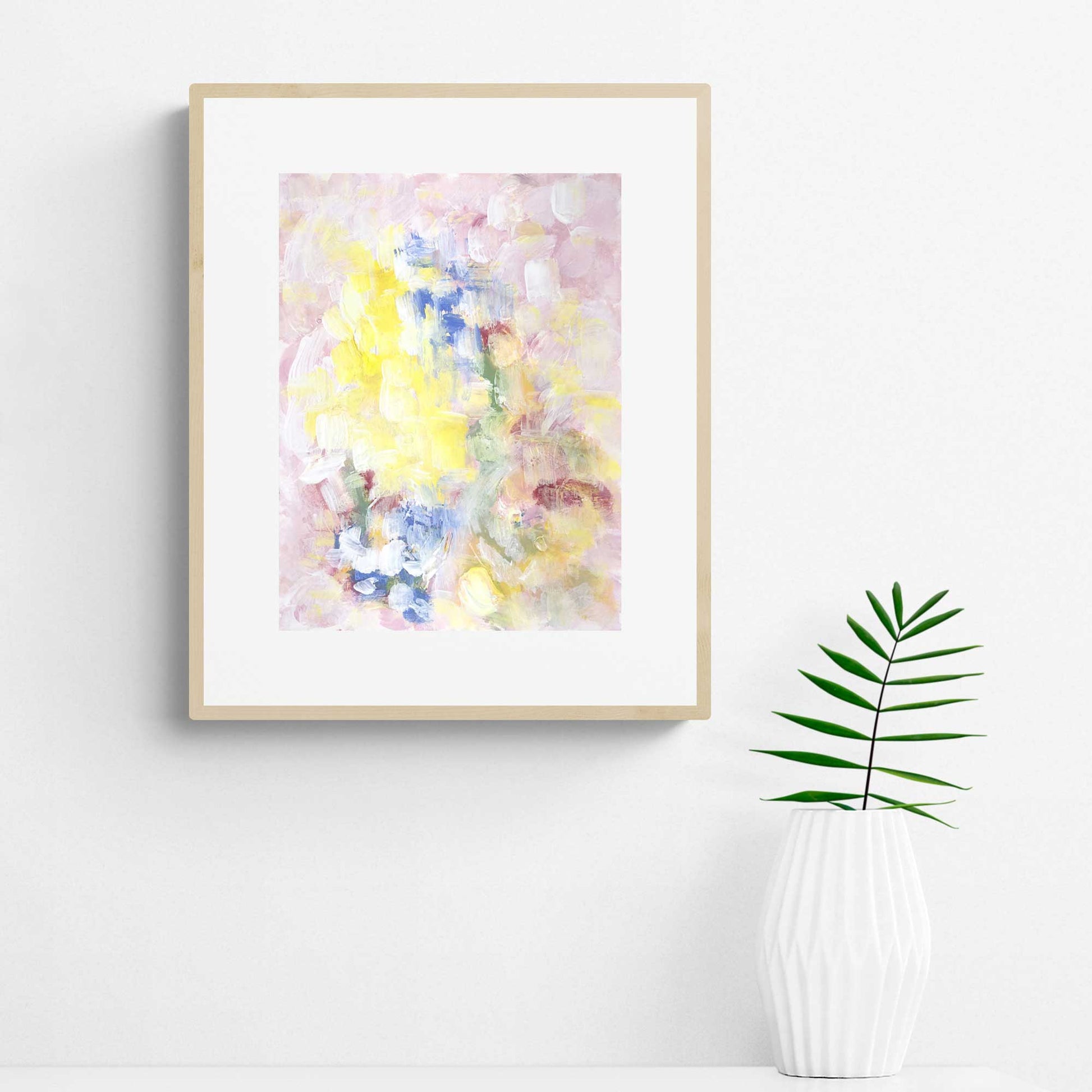 ACP-BL-010 "Bloom" #10 (12x9) Wood Frame original acrylic abstract painting by Chizu Omori Art