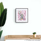 ACP-FL-002 "Flora" #2 (10x8) Black Frame original acrylic abstract painting by Chizu Omori Art