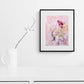 ACP-FL-003 "Flora" #3 (12x9) Black Frame original acrylic abstract painting by Chizu Omori Art