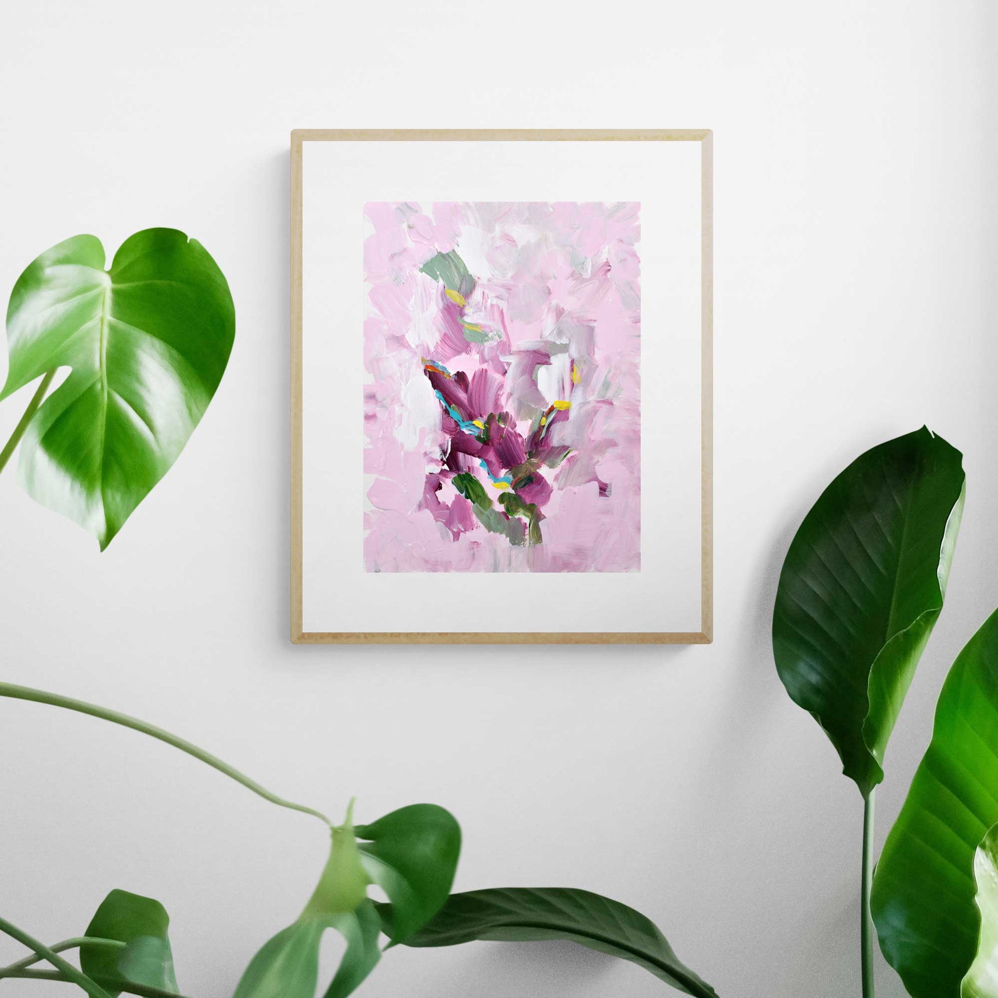 ACP-FL-011 "Flora" #11 (12x9) Wood Frame original acrylic abstract painting by Chizu Omori Art