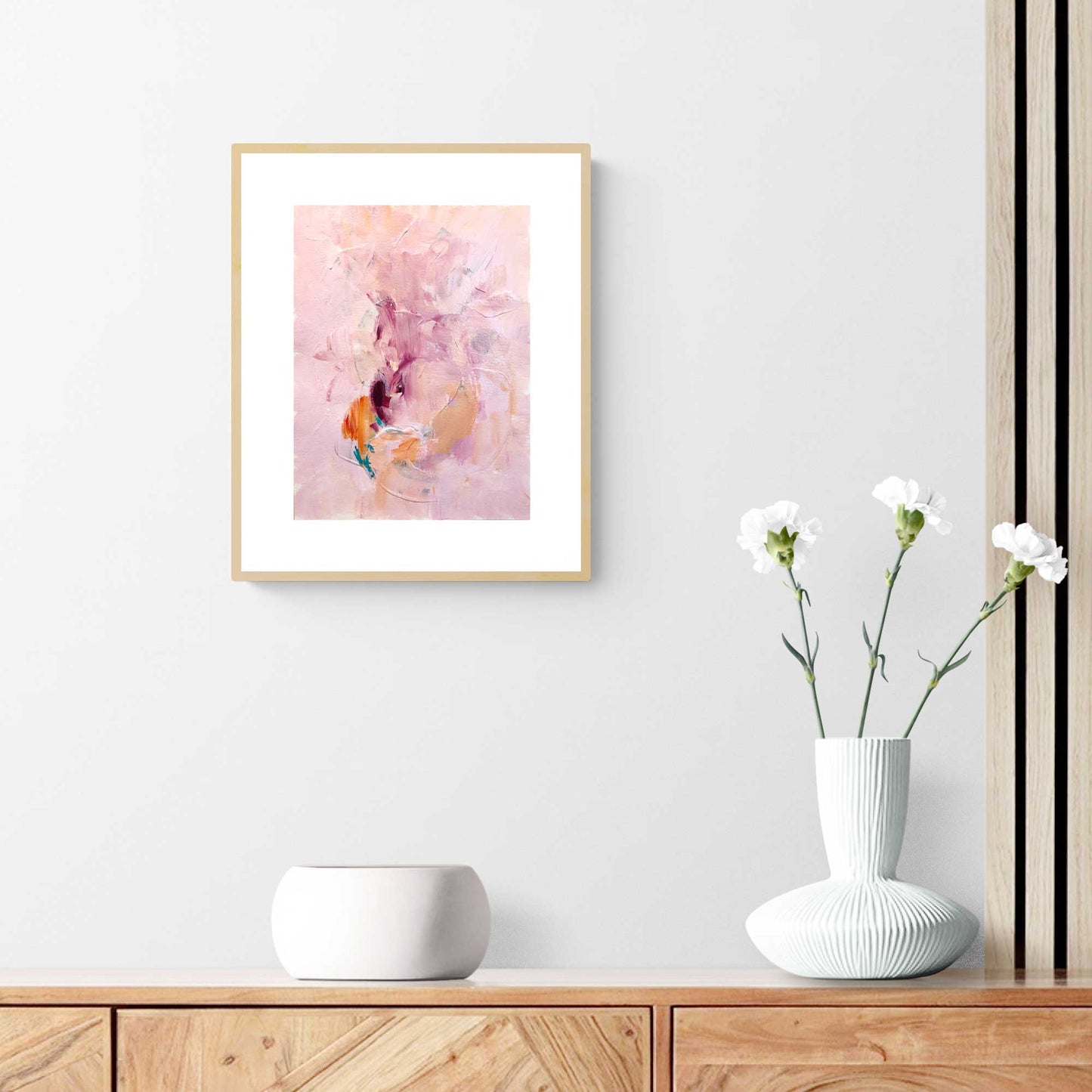ACP-FL-014 "Flora" #14 (12x9) Wood Frame original acrylic abstract painting by Chizu Omori Art