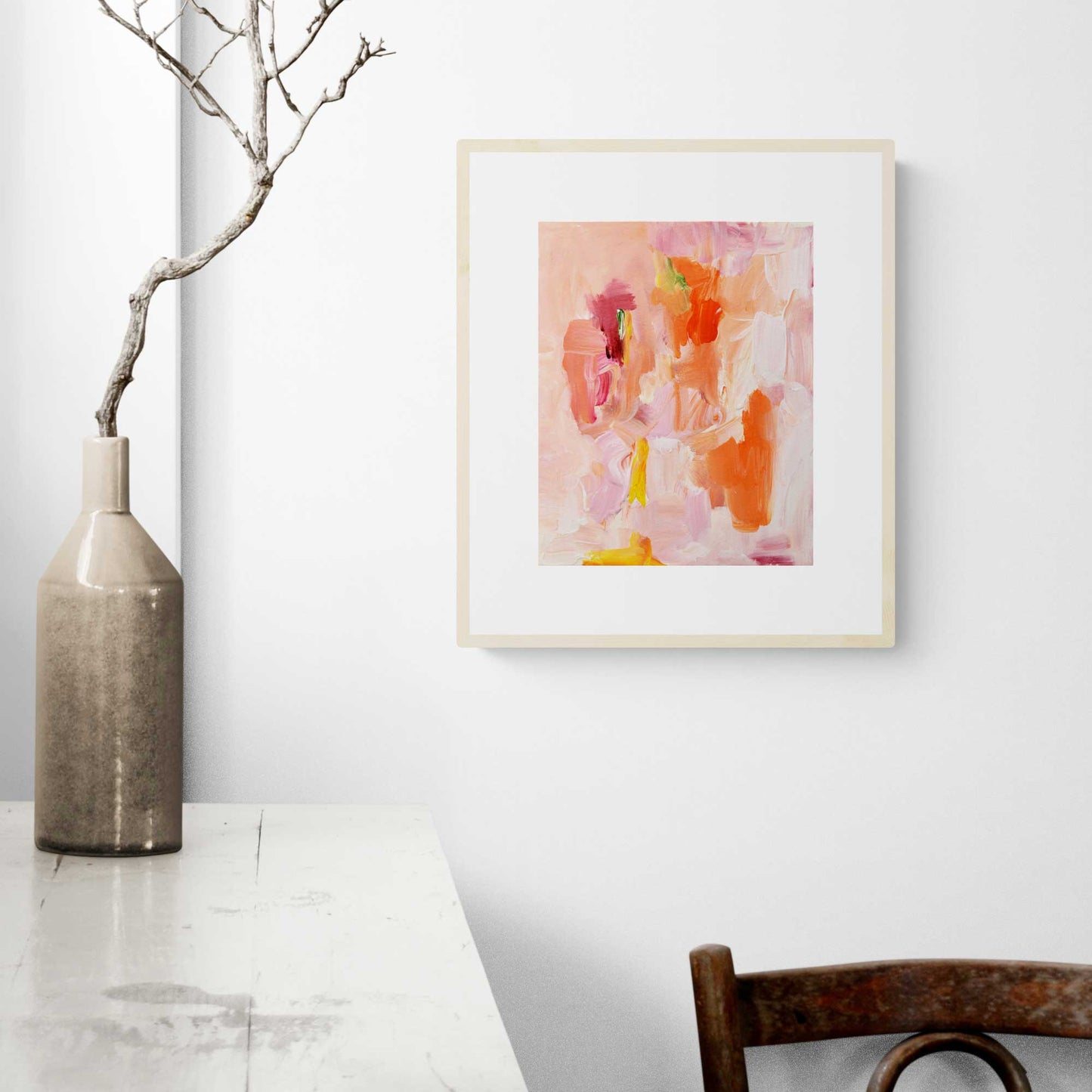 ACP-FL-016 "Flora" #16 (10x8) Wood Frame original acrylic abstract painting by Chizu Omori Art