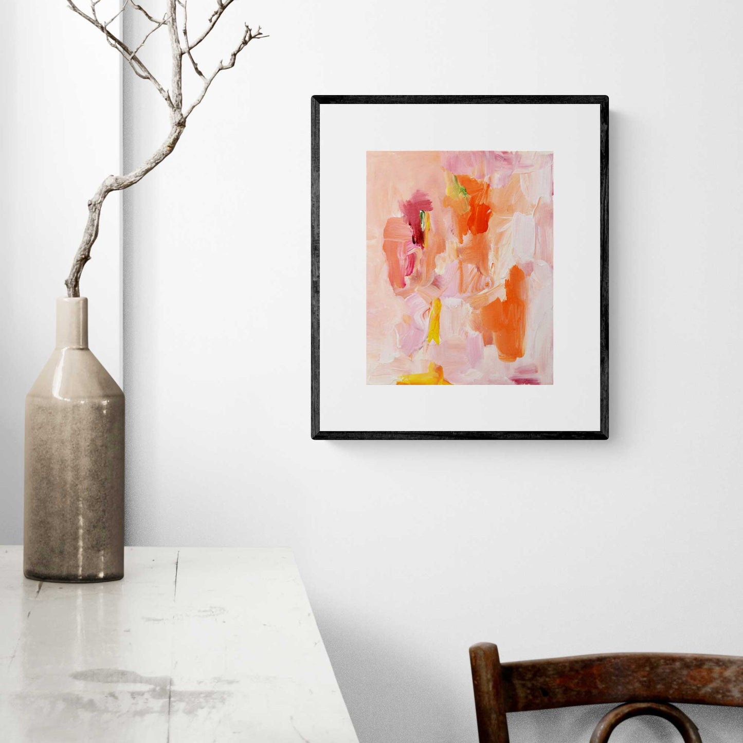ACP-FL-016 "Flora" #16 (10x8) Black Frame original acrylic abstract painting by Chizu Omori Art