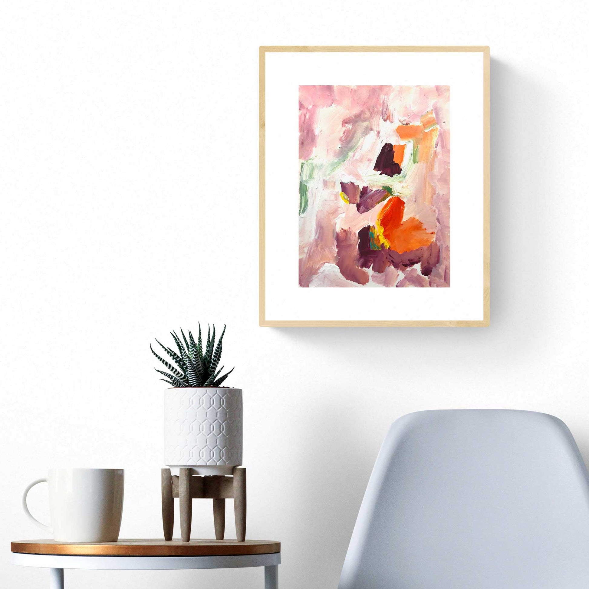 ACP-FL-018 "Flora" #18 (12x9) Wood Frame original acrylic abstract painting by Chizu Omori Art