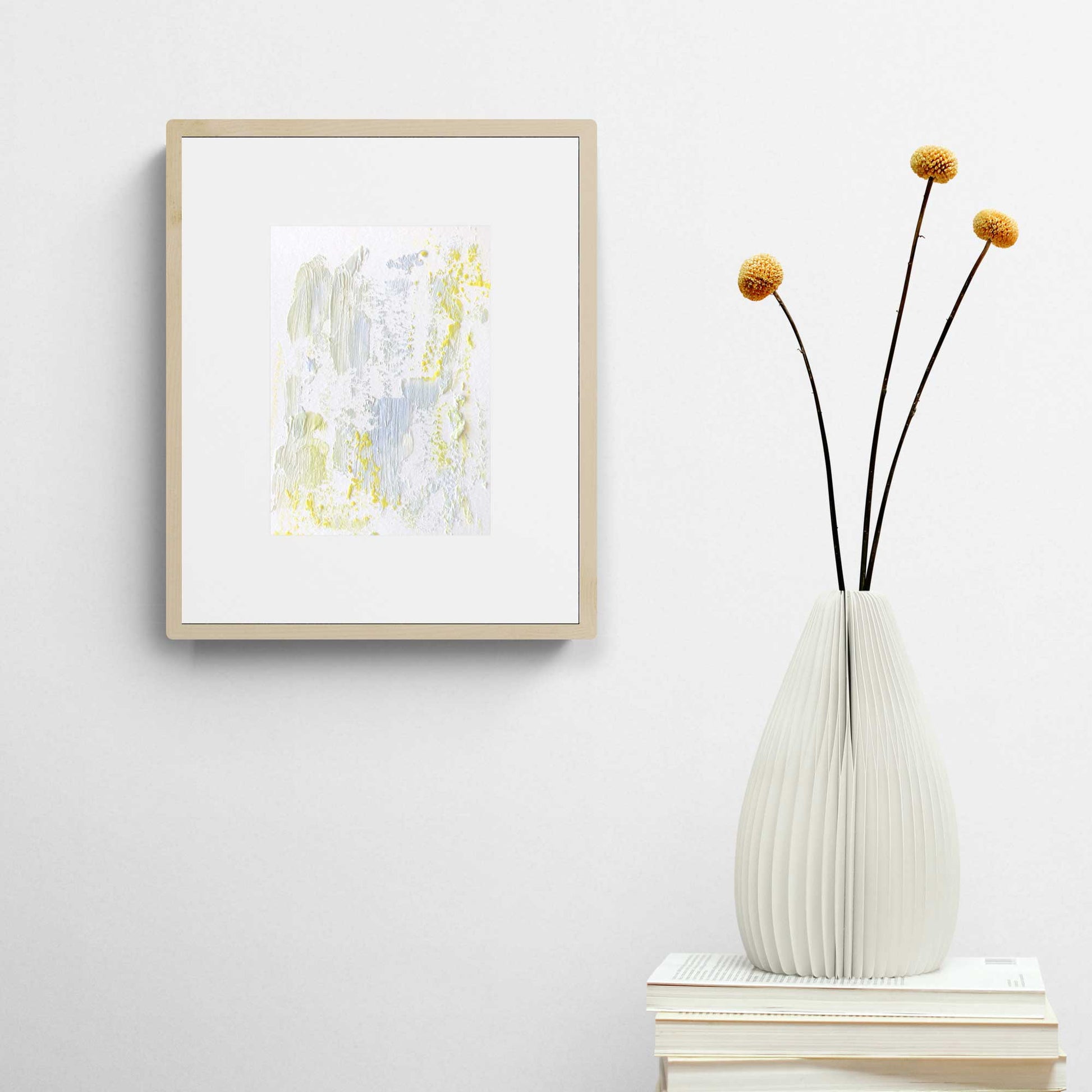 ENP-NB-005 "New Beginning" #5 (7x5) Wood frame original acrylic abstract painting by Chizu Omori Art