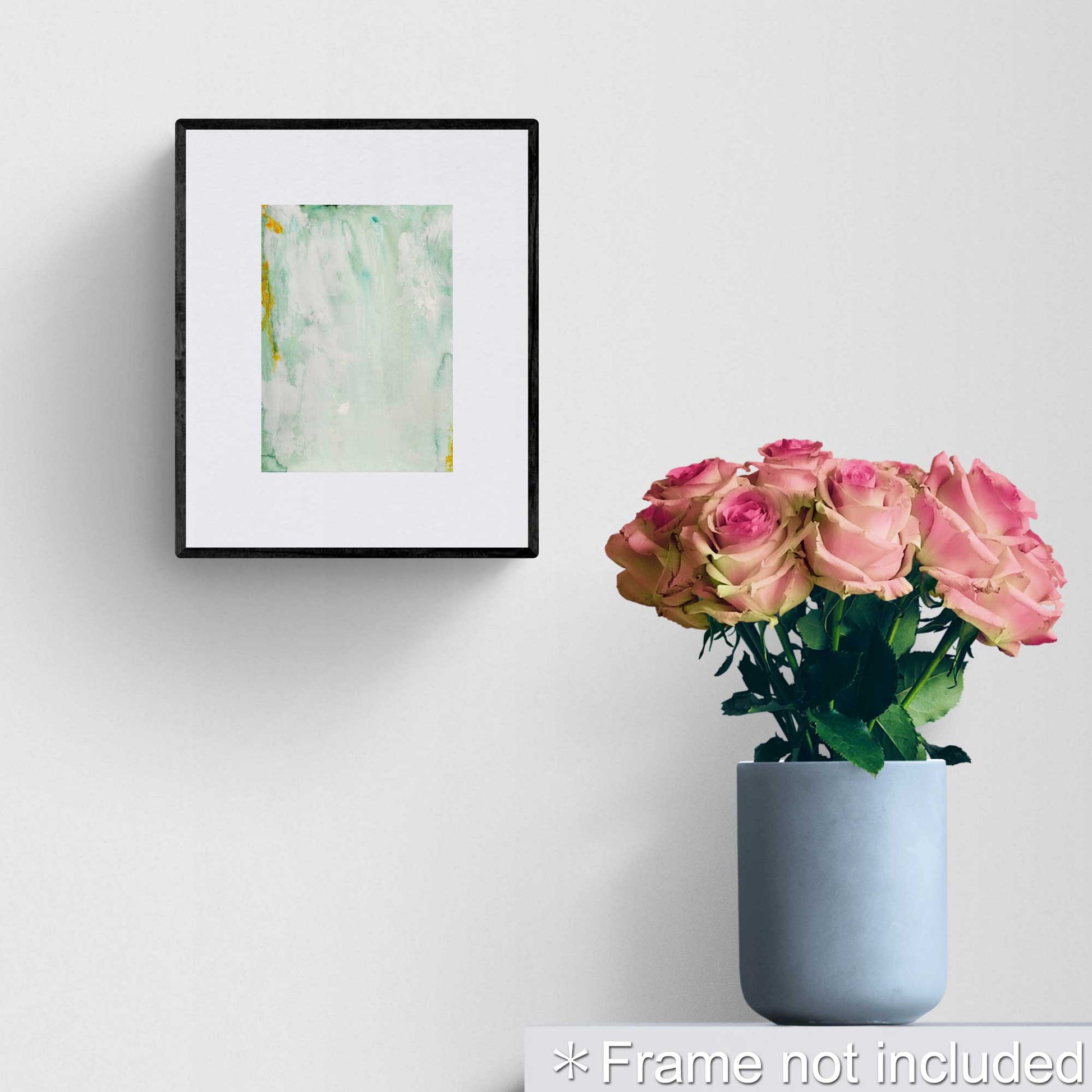 MMP-NB-113 "New Beginning" #113 (7x5) Black Frame original mixed media abstract painting by Chizu Omori Art