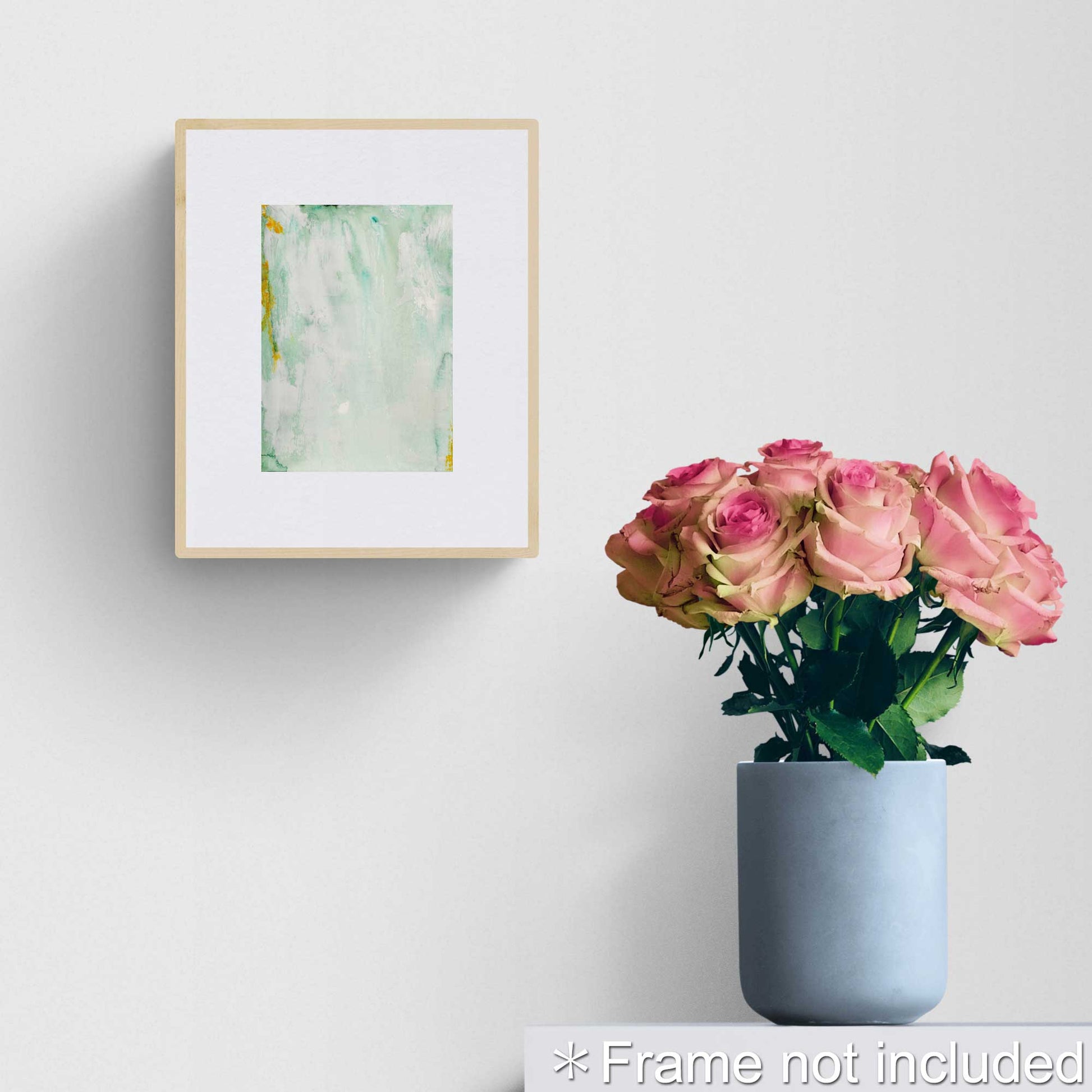 MMP-NB-113 "New Beginning" #113 (7x5) Wood Frame original mixed media abstract painting by Chizu Omori Art