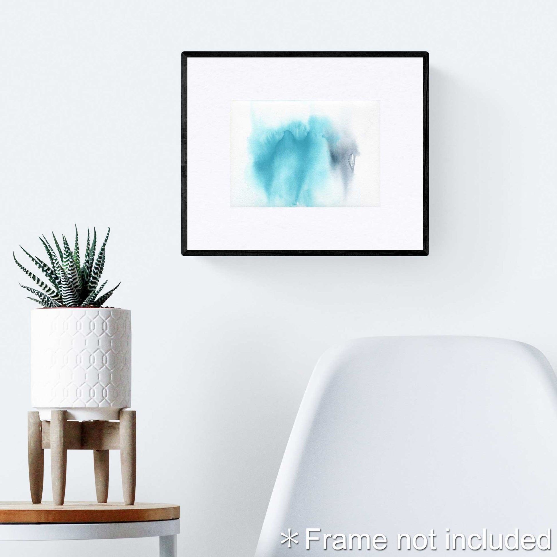 WCP-KU-189 "Kuu" #189 (5x7) Black frame original watercolor abstract painting by Chizu Omori Art